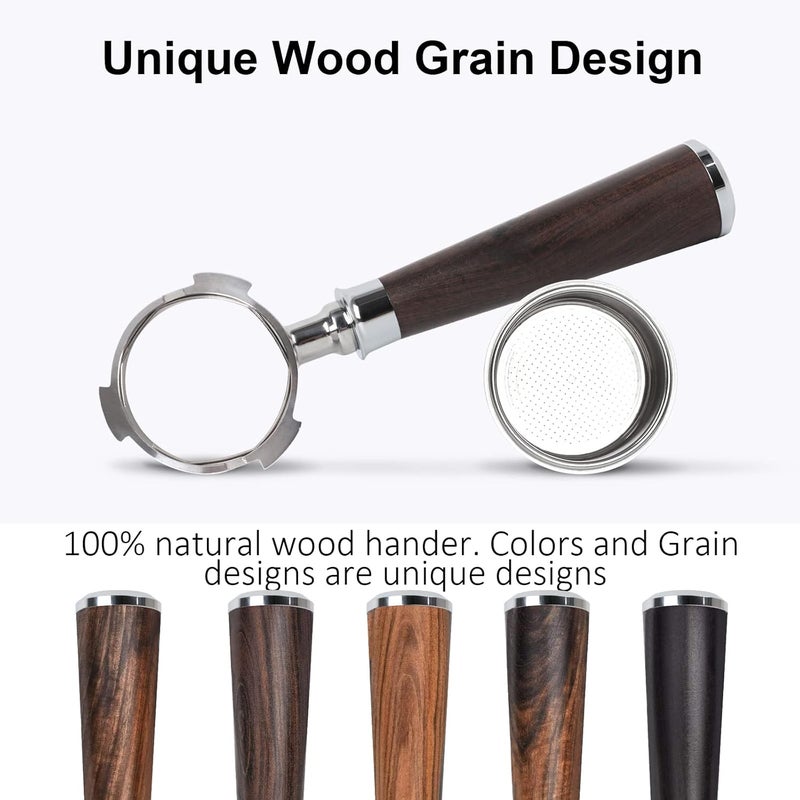 YMWVH 51mm Bottomless Portafilter 3 Ears, Professional Espresso Portafilter 51mm for De-longhi EC680, EC685 & EC885 Espresso Machine, Stainless Steel Basket and Walnut Handle - Image 4